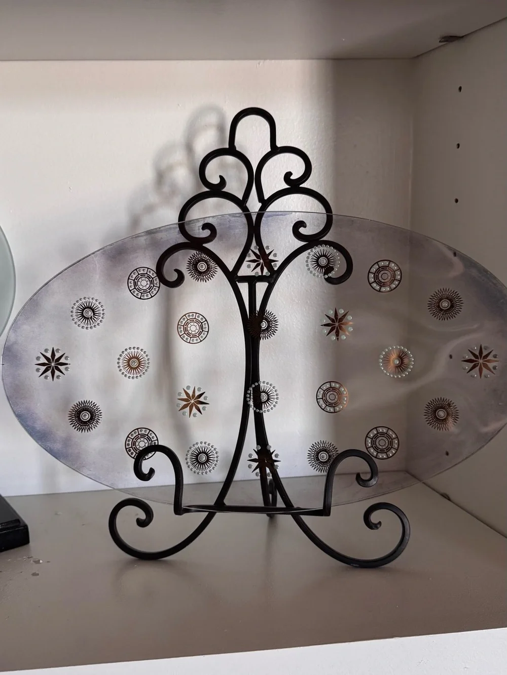 Mid Century Modern Glass Over Starburst Platter